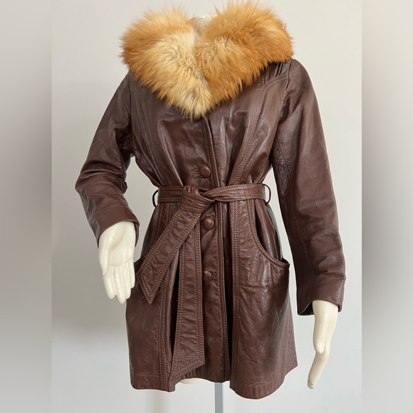 House of Leather Jacket with Genuine Fox Fur Collar – Vintage - Picture 5 of 16